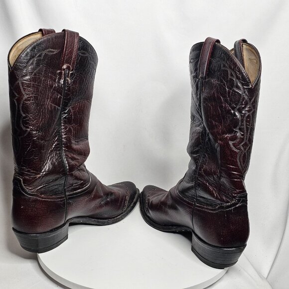 Vintage Tony Lama Red Cowboy Boots 6708 Lizard Skin Toe Wing Tip Mens Size 11 D - Picture 6 of 8